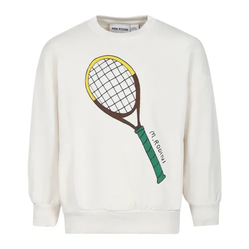 Mini Rodini , Ivory Tennis Racket Sweatshirt ,Beige unisex, Sizes: