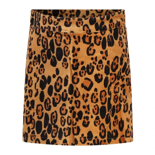 Mini Rodini , Yellow Leopard Print Velvet Skirt ,Multicolor female, Sizes: