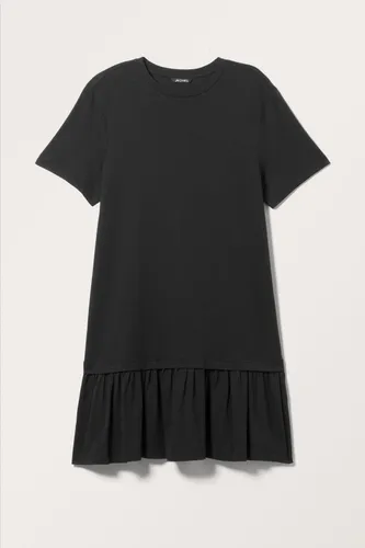 Mini Short Sleeve Cotton Dress - Black