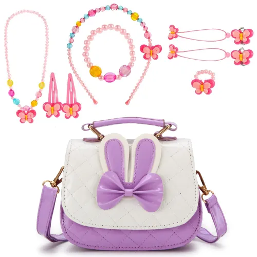 Mini Shoulder Bag Girl Handbag With Children's Jewelry Set