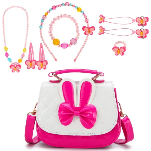 Mini Shoulder Bag Girl Handbag With Children's Jewelry Set