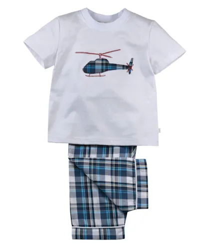 Mini Vanilla Boys' Helicopter Summer Cotton Pyjamas - Blue