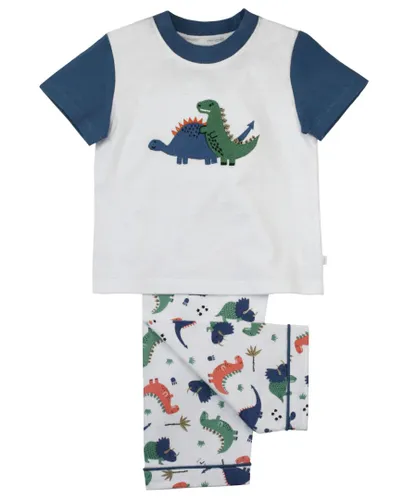 Mini Vanilla Boys' Jersey Dinosaur Summer Pyjamas - Green Cotton
