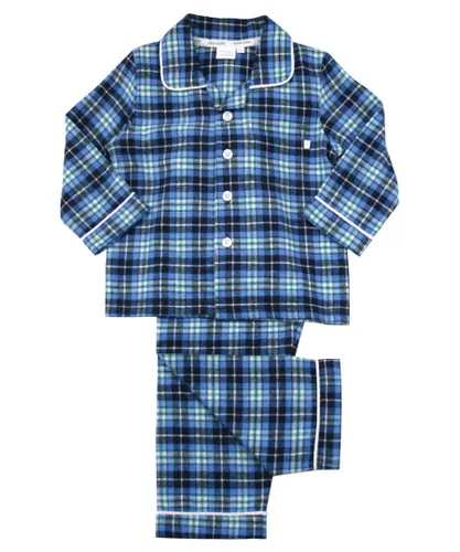 Mini Vanilla Boys Morgan Blue Check Traditional Cotton Pyjamas