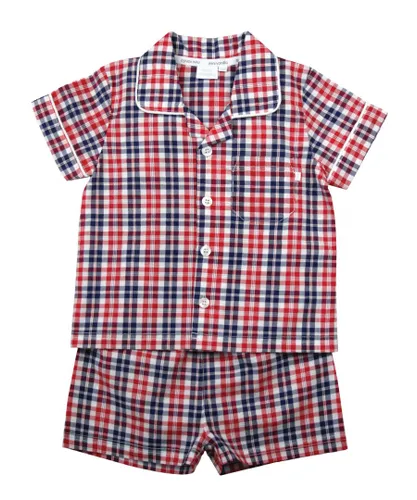 Mini Vanilla Boys Red Check Shortie Cotton Traditional Pyjamas