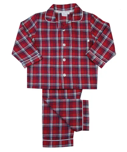 Mini Vanilla Girls Boys Red Check Traditional Cotton Pyjamas Set