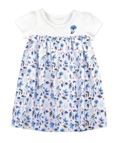 Mini Vanilla Girls' Floral Cotton Summer Night-Dress - Blue