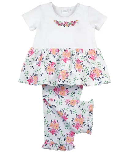 Mini Vanilla Girls' Jersey Floral Summer Cotton Pyjamas - Pink