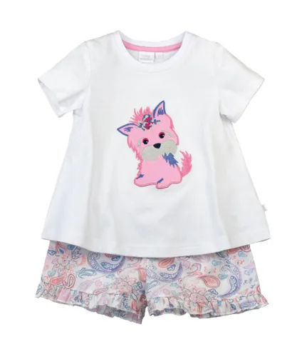 Mini Vanilla Girls' Puppy Shortie Pyjamas - Lilac Cotton