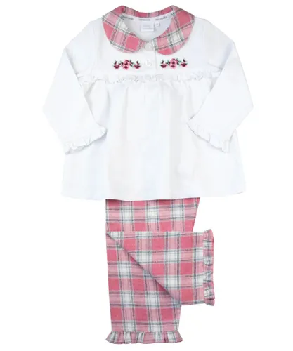 Mini Vanilla Girls Traditional Check / Jersey Cotton Pyjamas. - Pink