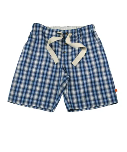 Mini Vanilla Unisex 'Windsor' Blue Check Summer Lounge PJ Shorts Cotton
