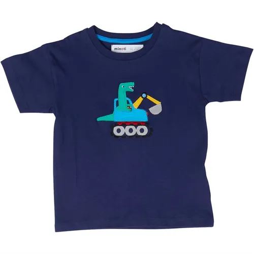 MINOTI Boys Dinosaur Tractor T-Shirt Navy