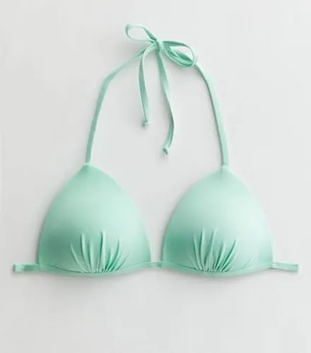Mint Green Moulded Triangle Bikini Top New Look
