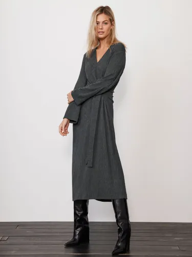 Mint Velvet Twist Detail Midi Dress, Dark Grey - Dark Grey - Female