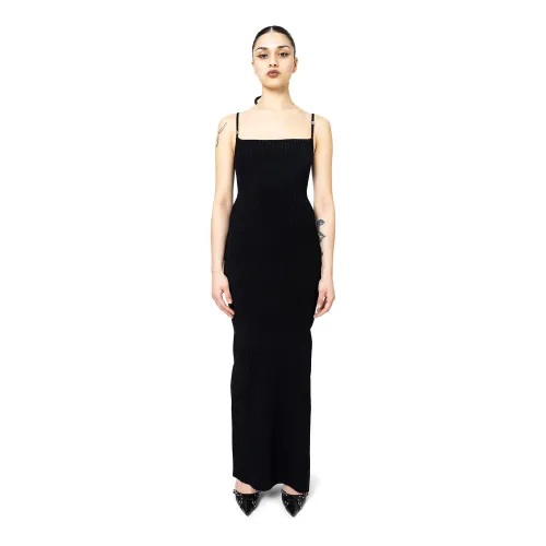 Misbhv , Knitted Seamless Maxi Dress With Slit Black ,Black female, Sizes: