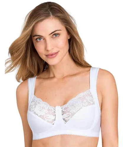 Miss Mary of Sweden Womens 2105 Lovely Lace Wireless Full Cup Bra - White