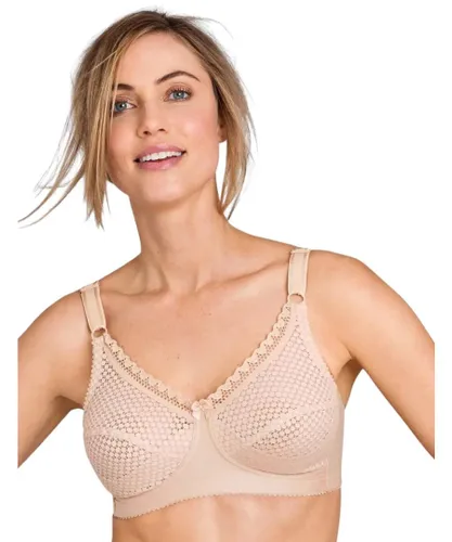 Miss Mary of Sweden Womens 2248 Cotton Dots Full Cup Wireless Bra - Beige