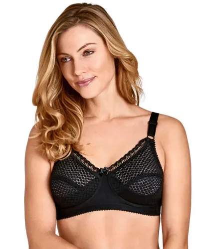 Miss Mary of Sweden Womens 2248 Cotton Dots Full Cup Wireless Bra - Black