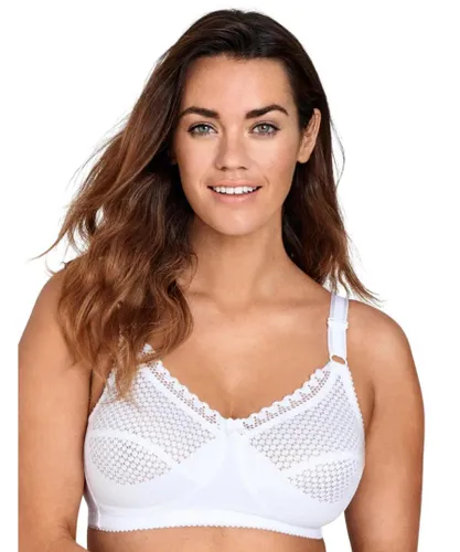 Miss Mary of Sweden Womens 2248 Cotton Dots Full Cup Wireless Bra - White