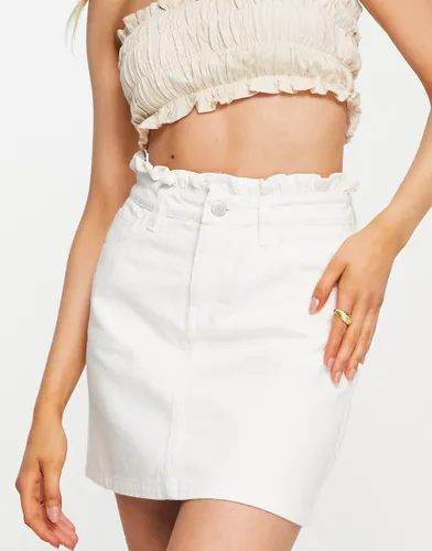 Miss Selfridge frill top denim skirt in white
