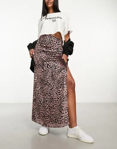 Miss Selfridge velvet devore maxi skirt in animal-Multi