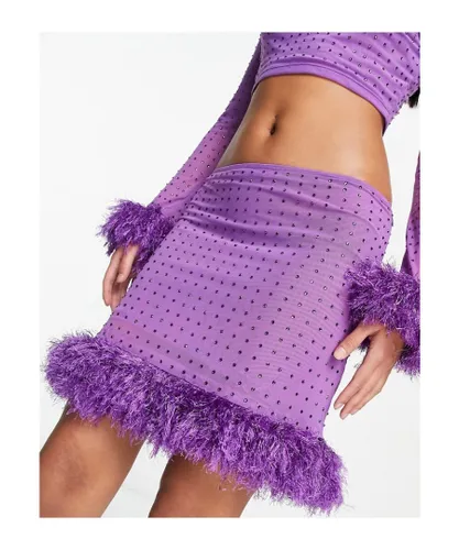 Miss Selfridge Womens co-ord hotfix mini skirt in purple