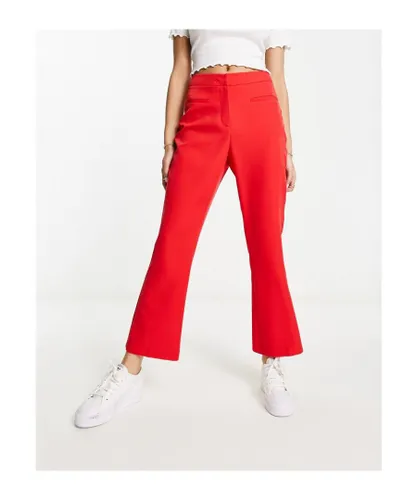 Miss Selfridge Womens crop kickflare trouser in red