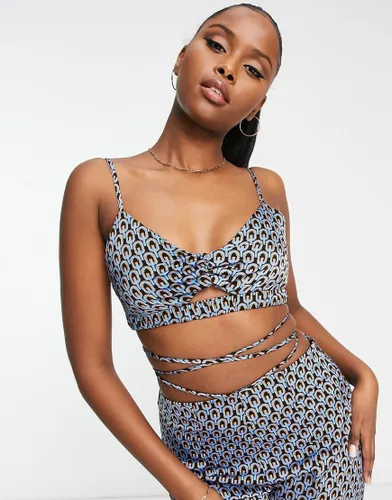 Missguided co-ord bralet in navy geometric print