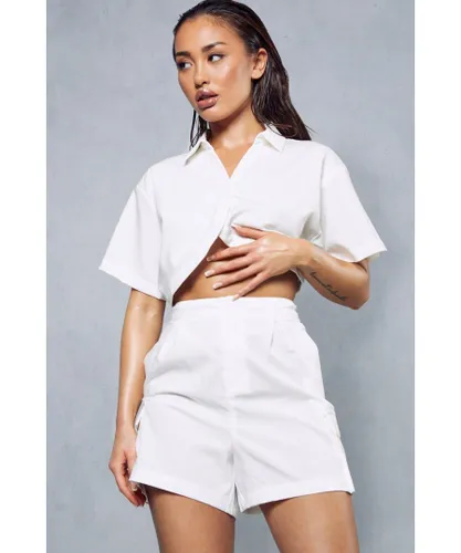 MissPap Womens Cargo Pocket Shorts - White