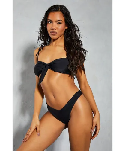 MissPap Womens Dip Front Bikini Bottom - Black Polyamide