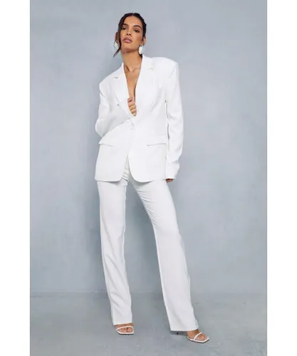 MissPap Womens High Waisted Split Hem Trousers - White