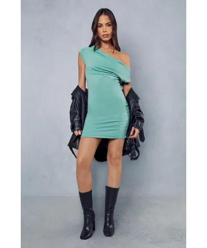 MissPap Womens Jersey Cowl Neck Mini Dress - Green