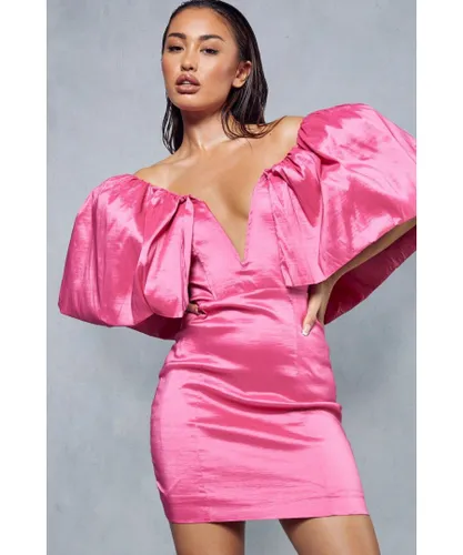 MissPap Womens Premium Extreme Ruffle Shoulder Dress - Pink