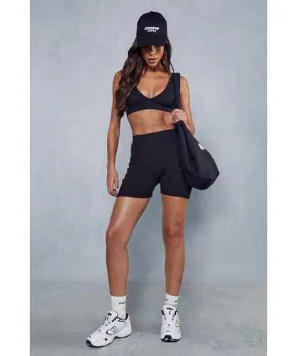 MissPap Womens Premium Rib Exposed Seam Shorts - Black