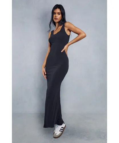 MissPap Womens Soft Touch Jersey Scoop Neck Sleeveless Maxi Dress - Black