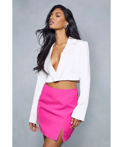 MissPap Womens Split Hem Mini Skirt - Pink
