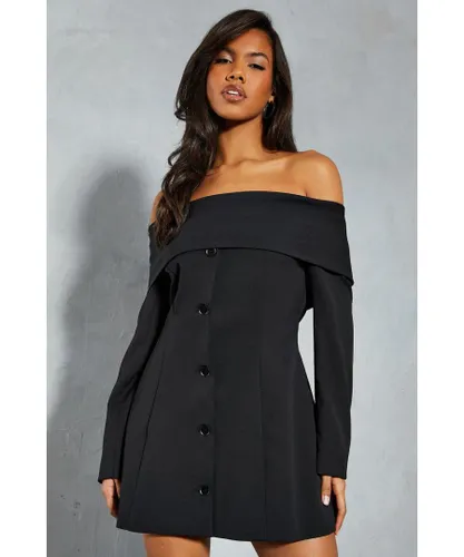 MissPap Womens Tailored Bardot Blazer Dress - Black