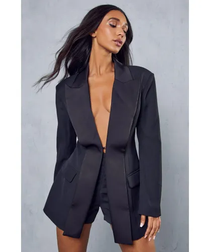 MissPap Womens Tailored Blazer Overlay Playsuit - Black