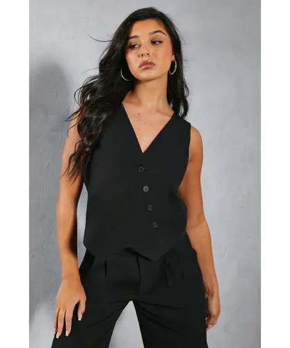 MissPap Womens Tailored Oversized Boxy Waistcoat - Black