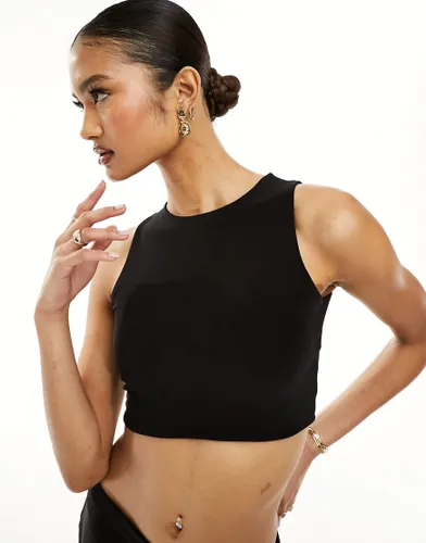 Missyempire cropped racer neck top co-ord in black