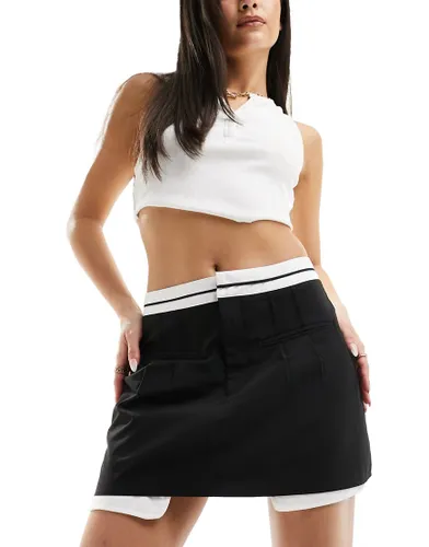 Missyempire waistband detail mini skirt in black