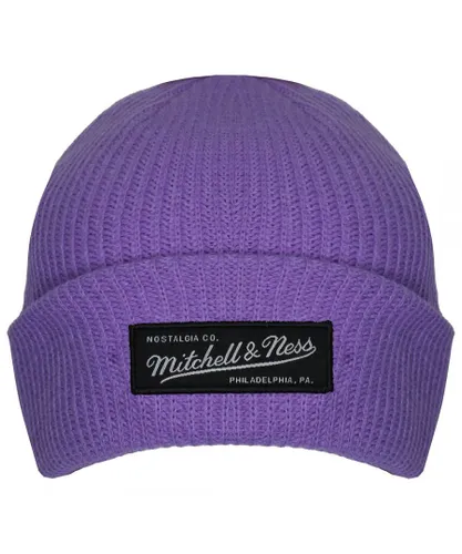 Mitchell & Ness Box Logo Mens Purple Knit Beanie - One