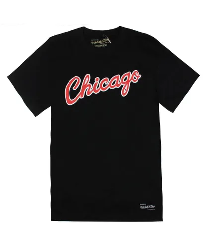 Mitchell & Ness Chicago Bulls Wordmark Mens T-Shirt - Black Cotton