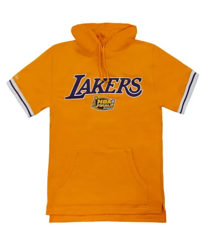 Mitchell & Ness LA Lakers NBA French Terry Mens Hooded T-Shirt - Yellow Cotton