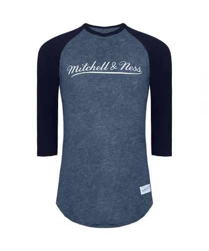 Mitchell & Ness Logo Mens Blue Top - Navy Cotton