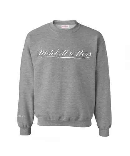 Mitchell & Ness Logo Mens Grey Sweater Cotton