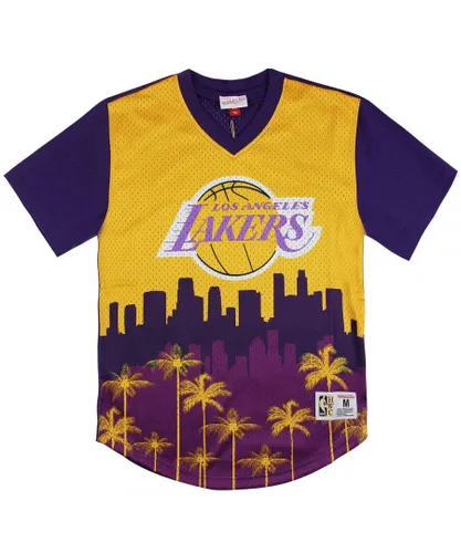 Mitchell & Ness Los Angeles Lakers Winning Short Mesh Mens T-Shirt - Yellow