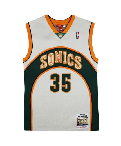 Mitchell & Ness Mens x CLOT M&N Seattle Supersonics Knitted Kevin Durant Jersey - White Wool