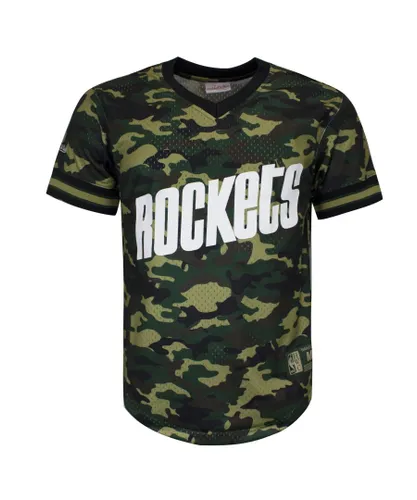 Mitchell & Ness NBA Houston Rockets Mens Camo Mesh T-Shirt - Green