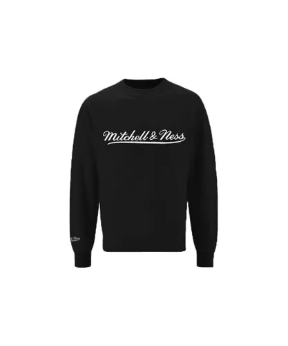 Mitchell & Ness Script Logo Mens Black Sweater Textile